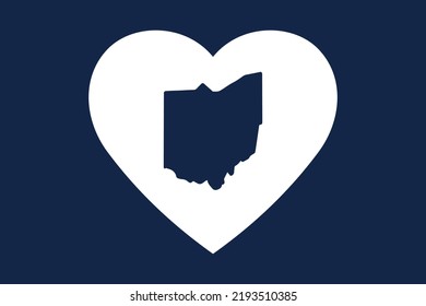 El estado norteamericano dentro de la forma del corazón. Estado de Ohio. Símbolo patriótico del corazón. Amar el símbolo de Estados Unidos. Ilustración del vector