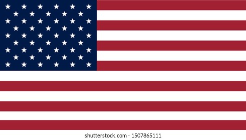 US American straight flag with true colors. Flat vector illustration.