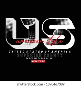 Us American Stylish Typography Graphic T shirt Stock Vector Illustration