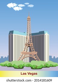 US Architecture. Tourist poster Las Vegas (Nevada). Vector art illustration