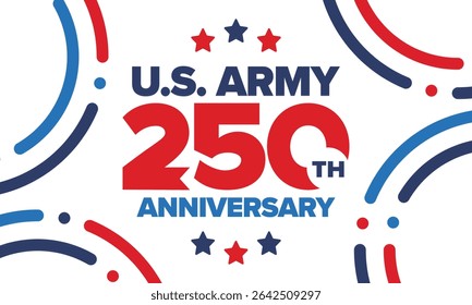 U.S. Army 250th birthday. Anniversary. United States Army Day in June. American military holiday. American flag. Patriotic design. Vector Illustration
