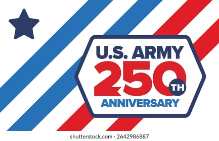 U.S. Army 250th birthday. Anniversary. United States Army Day in June. American military holiday. American flag. Patriotic design. Vector Illustration