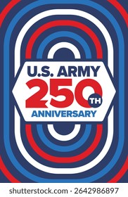 U.S. Army 250th birthday. Anniversary. United States Army Day in June. American military holiday. American flag. Patriotic design. Vector Illustration
