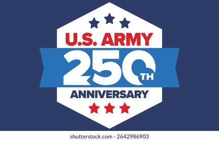 U.S. Army 250th birthday. Anniversary. United States Army Day in June. American military holiday. American flag. Patriotic design. Vector Illustration