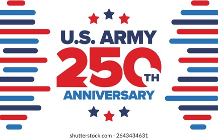 U.S. Army 250th birthday. Anniversary. United States Army Day in June. American military holiday. American flag. Patriotic design. Vector Illustration