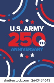 U.S. Army 250th birthday. Anniversary. United States Army Day in June. American military holiday. American flag. Patriotic design. Vector Illustration