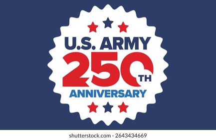 U.S. Army 250th birthday. Anniversary. United States Army Day in June. American military holiday. American flag. Patriotic design. Vector Illustration