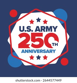 250º aniversário do Exército dos EUA. Aniversário. Dia do Exército dos Estados Unidos em junho. Feriado militar americano. Bandeira americana. Design patriótico. Ilustração de vetor