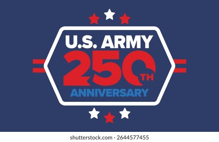 250º aniversário do Exército dos EUA. Aniversário. Dia do Exército dos Estados Unidos em junho. Feriado militar americano. Bandeira americana. Design patriótico. Ilustração de vetor