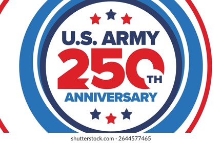 250º aniversário do Exército dos EUA. Aniversário. Dia do Exército dos Estados Unidos em junho. Feriado militar americano. Bandeira americana. Design patriótico. Ilustração de vetor