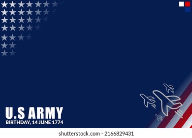 US Army Birthday Background with silhouete aircraft, copy space area suitable to place on content with that theme