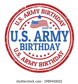 US army birthday grunge rubber stamp on white background, vector illustration