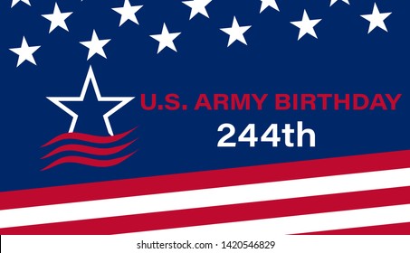 U.S. Army Birthday June 14. Design with american flag and patriotic stars. Poster, card, banner, background design. EPS 10.