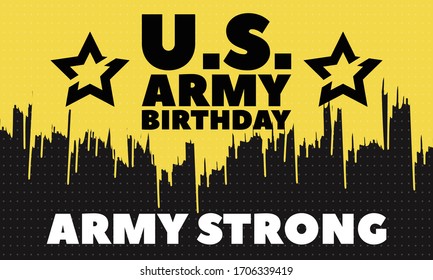 U.S. Army Birthday June 14. Military background. Design with black and yellow colors. Poster, card, banner, background design. EPS 10.