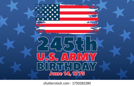 U.S. Army Birthday June 14. Military background. Design with patriotic stars. Poster, card, banner, background design. EPS 10.