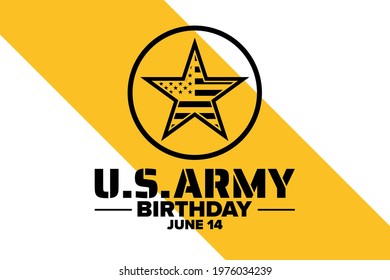 U.S. Army Birthday. June 14. Holiday concept. Template for background, banner, card, poster with text inscription. Vector EPS10 illustration