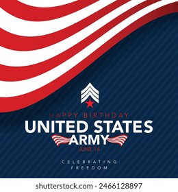 U.S. Army Birthday. June 14. Holiday concept. American Army Template for background, banner, card, poster with text inscription. Vector EPS10 illustration