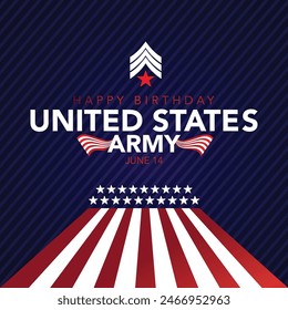 U.S. Army Birthday. June 14. Holiday concept. American Army Template for background, banner, card, poster with text inscription. Vector EPS10 illustration