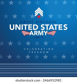 U.S. Army Birthday. June 14. Holiday concept. American Army Template for background, banner, card, poster with text inscription. Vector EPS10 illustration