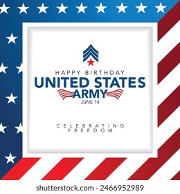 U.S. Army Birthday. June 14. Holiday concept. American Army Template for background, banner, card, poster with text inscription. Vector EPS10 illustration