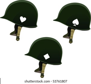 US army helmets from Second World War isolated on white background