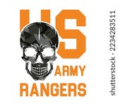 Us army rangers design typography, design for t shirt, sticker, wall muralls, vector illustration