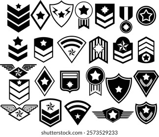 Us army rank Vector bundle, Clipart, Silhouette, Vector, icons, illustration, design.