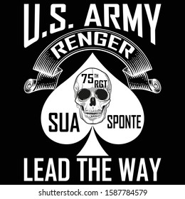 U.S. Army Renger 75 Th Rgt Sua Sponte Lead The Way