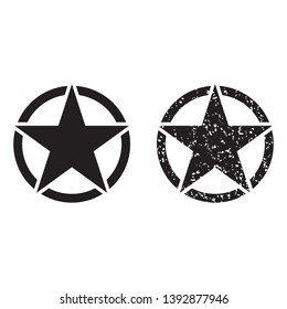 US army sign, Army star, war symbol, vector, Vintage retro grunge black star in circle on white background