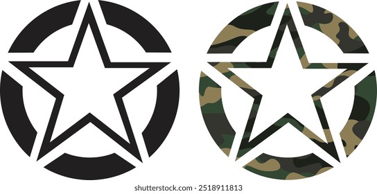 Exército dos EUA, Estrela do Exército, Estrela do Exército de Camuflagem, Estrela Militar, Distintivo do Exército