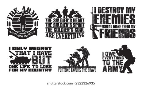 US Army T shirt Design Bundle, Quotes about US Army, Veteran T shirt, US Military typography T shirt design Collection