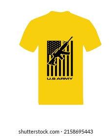 Us Army T Shirt Vector Design. Gan and Flag T Shirt Vector Design. T Shirt Vector image. Beautiful T Shirt Image