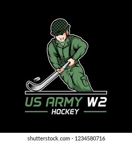 US army world war 2 hockey vector illustration