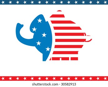 us background with elephant and star pattern border