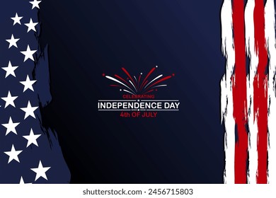 ANUNCIO de EE.UU. Plantilla 4 de julio día de la independencia, Día del Presidente Diseño de fondo, con la bandera de EE.UU., cartel, tarjeta de felicitación. Ilustración vectorial