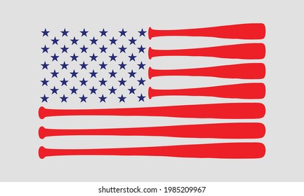 Vector del Día de la Independencia de Estados Unidos, bandera de béisbol, 4 de julio 