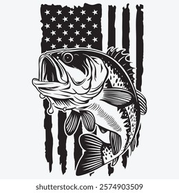 US Bass Fishing File,US Flag ,USA bass Fish  ,Bass Fish ,Bass Fish Clipart