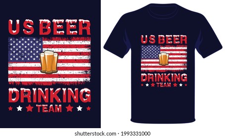 Us beer drinking team usa grunge flag beer t-shirt design