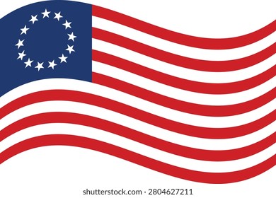 US Betsy Ross flag vector stock illustration 