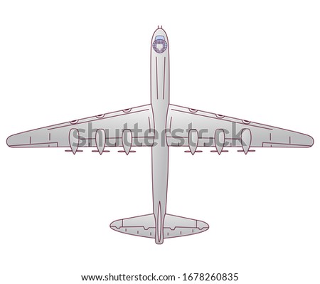 US bombers B-36 Peacemaker.War plane.Flat illustration line art vector.