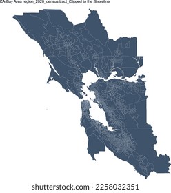 US CA Bay Area region 2020 Census Tract Clipped to the Shoreline