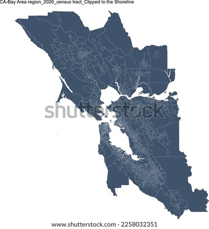 US CA Bay Area region 2020 Census Tract Clipped to the Shoreline