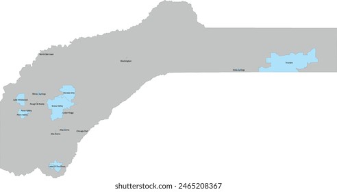 US CA State Nevada county map with Community Boundaries