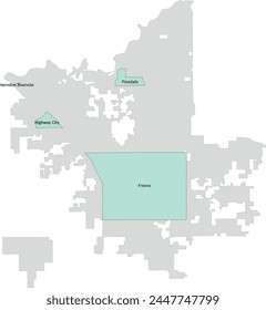 Stadtplan von US California State Fresno County mit Innenstadtbereichen