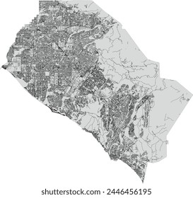 US California State Orange County Map with Local Roads