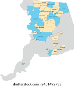 US California State Sacramento County Map with City Boundaries (Blue) and Community Plan Boundaries (Yellow)