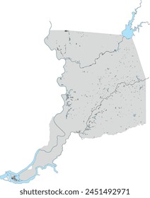 US California State Sacramento County Map with Hydrology