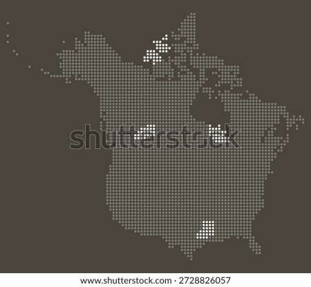 US and Canada Grey and White Dotted Map on Brown for Cross-Border Supply Chain