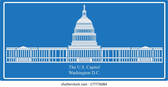 The U.S. Capitol building, Washington DC. eps10 vector on blue background.