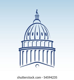 US Capitol Dome Vector Illustration